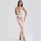 Petite Flower Printed Sling Long Dress PCD14